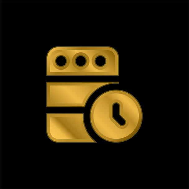 Add To Queue gold plated metalic icon or logo vector - Vector, Image