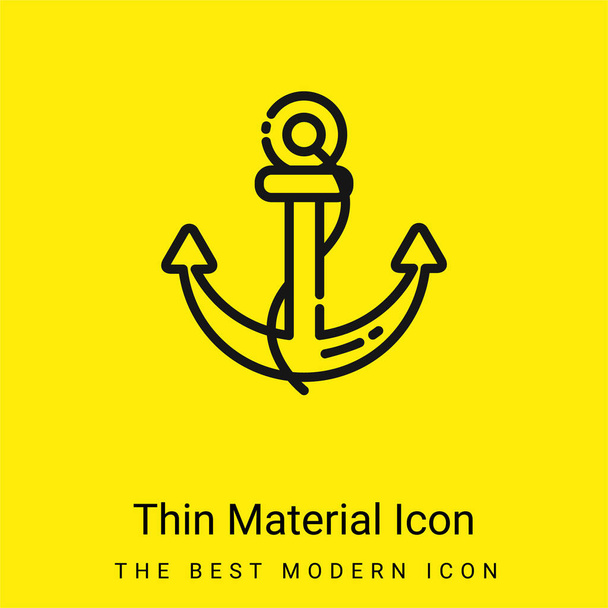 Horgony minimális fényes sárga anyag ikon - Vektor, kép