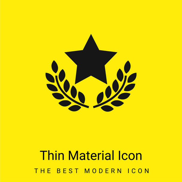 Award Star With Olive Branches minimális fényes sárga anyag ikon - Vektor, kép