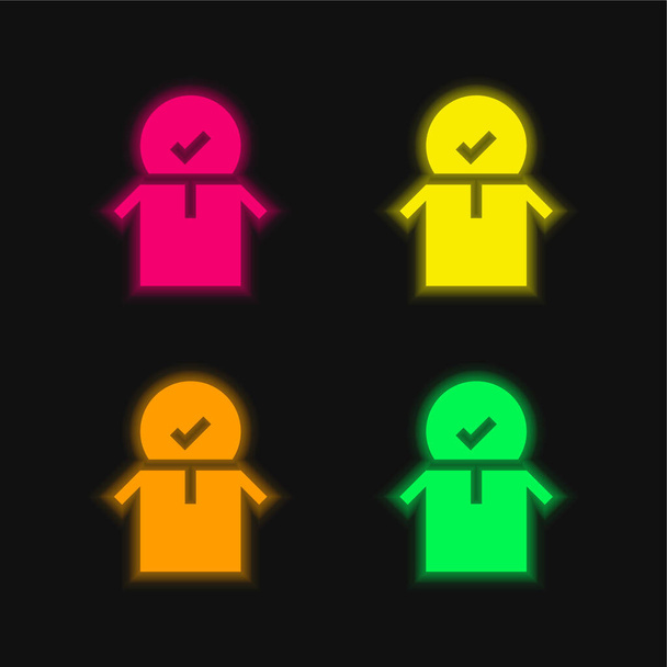Approved four color glowing neon vector icon - Vector, Image