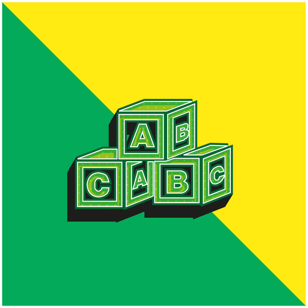 ABC Kubussen Groen en geel modern 3D vector icoon logo - Vector, afbeelding