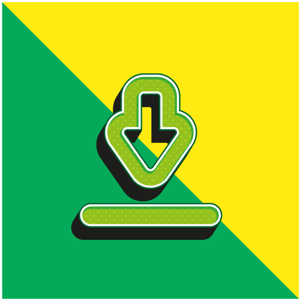 Big Download Arrow Zöld és sárga modern 3D vektor ikon logó - Vektor, kép
