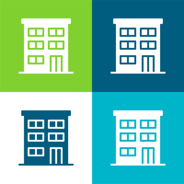 Apartamento Piso de cuatro colores mínimo icono conjunto - Vector, Imagen