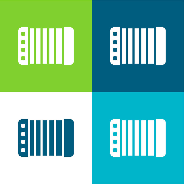 Akkordeon Flache vier Farben minimales Symbol-Set - Vektor, Bild