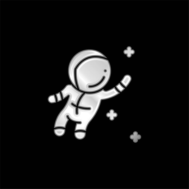 Astronauta plateado icono metálico - Vector, Imagen