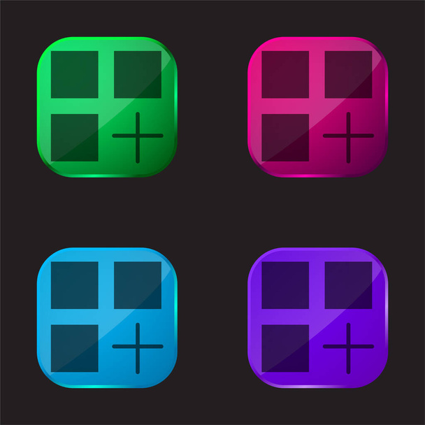 App négy színű üveg gomb ikon - Vektor, kép