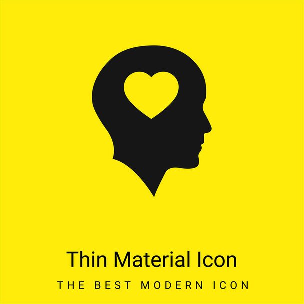 Cabeça careca com coração mínimo ícone de material amarelo brilhante - Vetor, Imagem