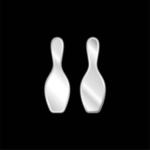 Bowling Bowls Silueta postříbřená kovová ikona - Vektor, obrázek
