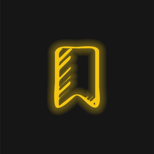 ブックマークスケッチシンボルの概要黄色の光るネオンアイコン - ベクター画像