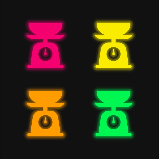 Balance de cuatro colores brillante icono del vector de neón - Vector, Imagen