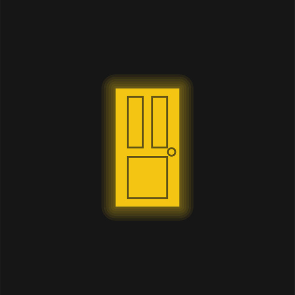 Puerta negra amarillo brillante icono de neón - Vector, imagen