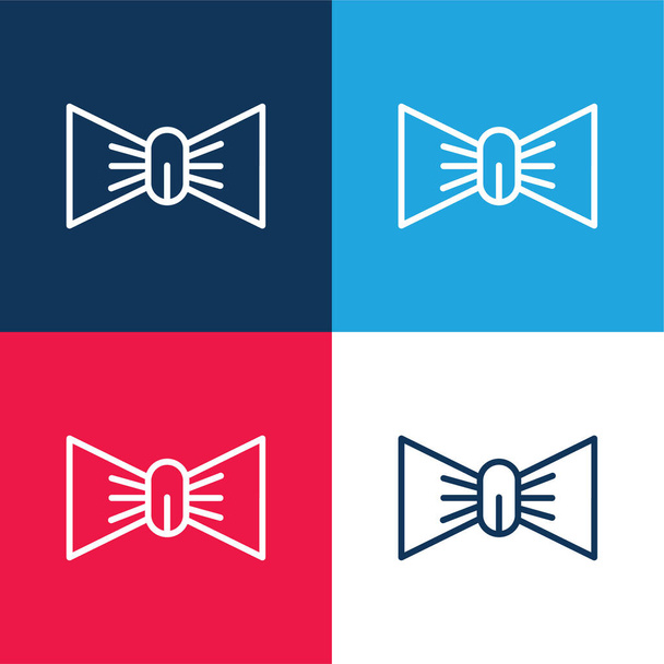 Bow niebieski i czerwony zestaw czterech kolorów minimalny zestaw ikon - Wektor, obraz