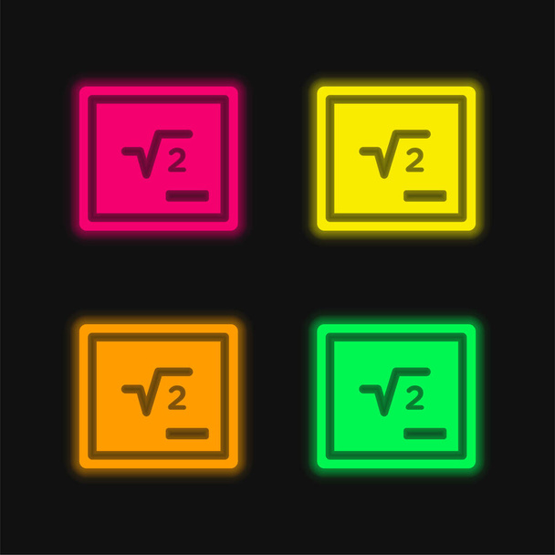 Blackboard With Mathematical Symbol four color glowing neon vector icon - Vector, Image