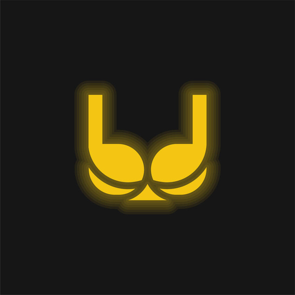 Bra yellow glowing neon icon - Vector, Image