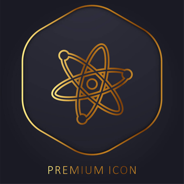 Atomi Simbolo linea dorata logo premium o icona - Vettoriali, immagini
