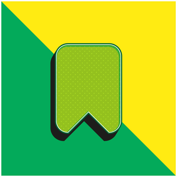Bookmark Grande Preto Sólido Rounded Interface Símbolo Verde e amarelo moderno logotipo do ícone do vetor 3d - Vetor, Imagem