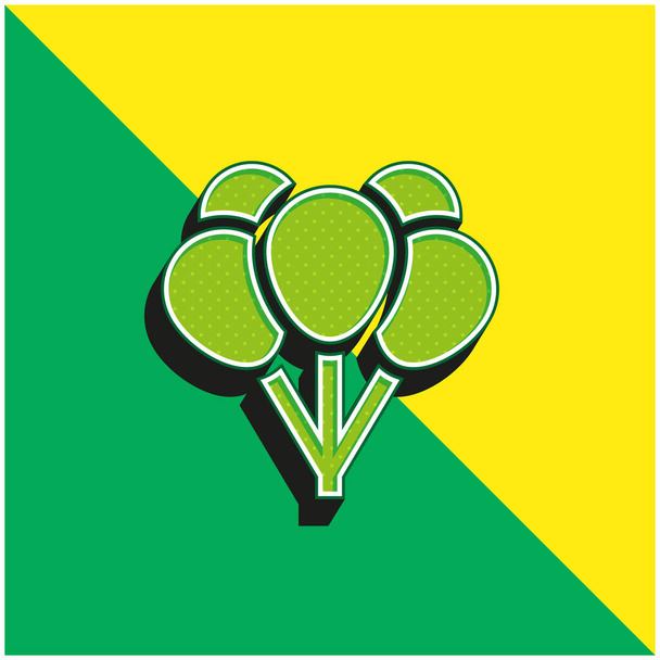 Balões Verde e amarelo moderno logotipo vetor 3d ícone - Vetor, Imagem