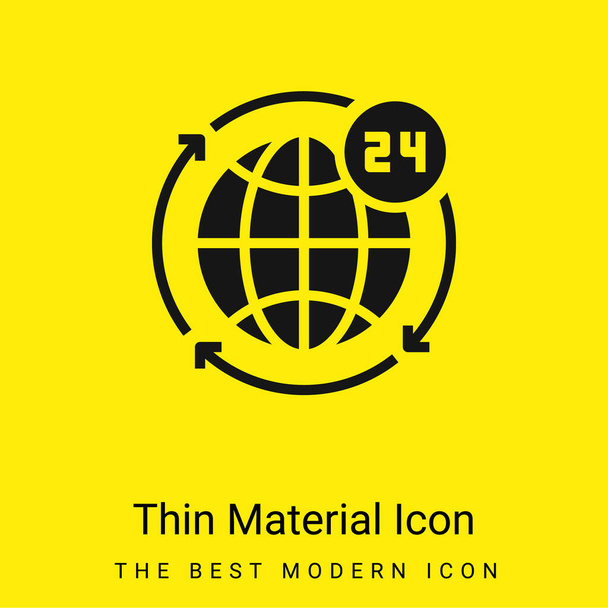 Icône matérielle jaune vif minimale de 24 heures - Vecteur, image