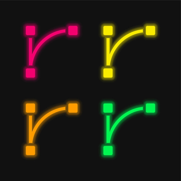Arc quatre couleurs brillant icône vectorielle néon - Vecteur, image
