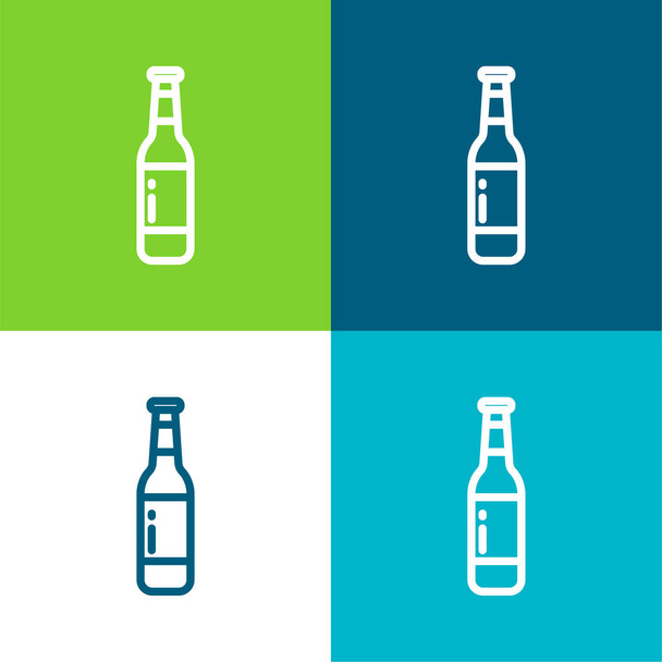 Bier Flach vier Farben minimales Symbol-Set - Vektor, Bild