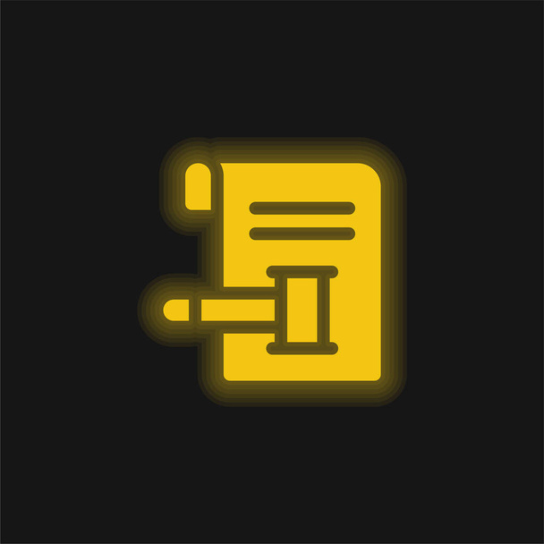 Licytacja żółta świecąca ikona neonu - Wektor, obraz