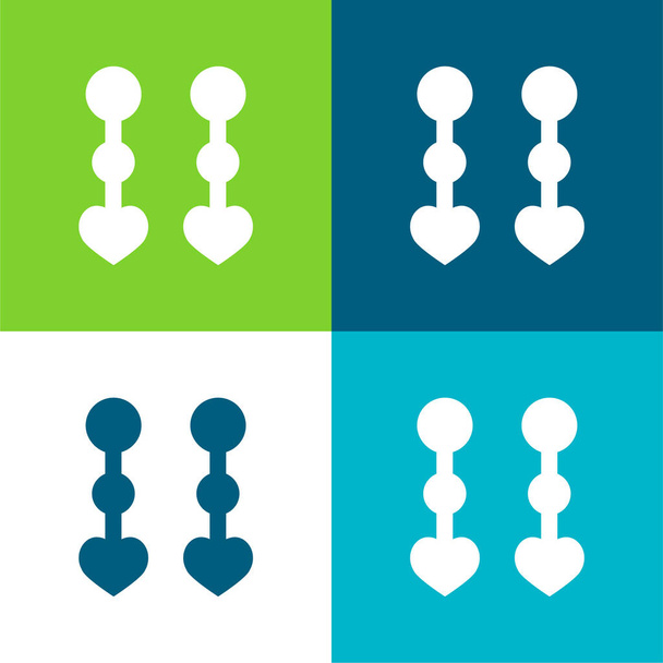 Pendientes de novia Plano conjunto de iconos mínimo de cuatro colores - Vector, imagen