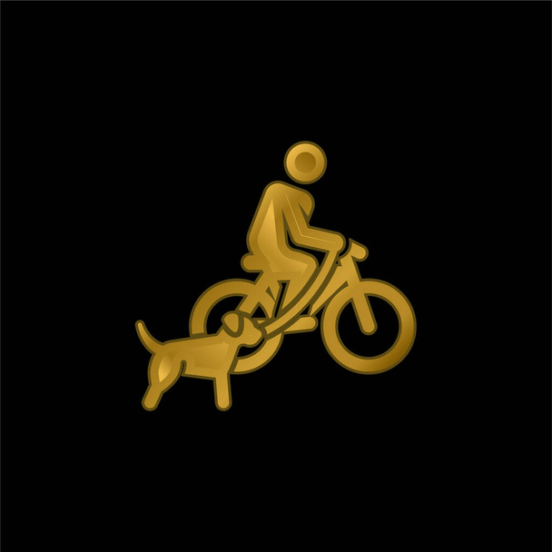 Bicicleta chapado en oro icono metálico o logo vector - Vector, imagen
