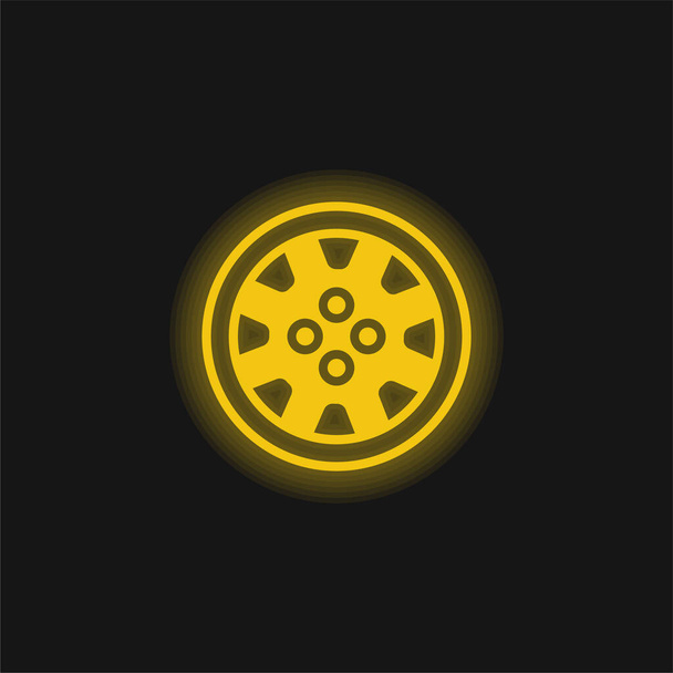 Сплав Колесо жовтий блискучий неоновий значок
 - Вектор, зображення