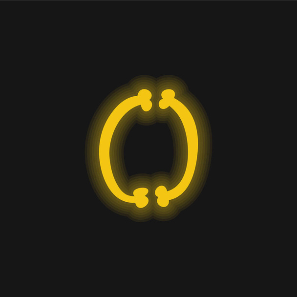 Кости Тонкая заполненная пара желтый светящийся неоновый значок - Вектор,изображение