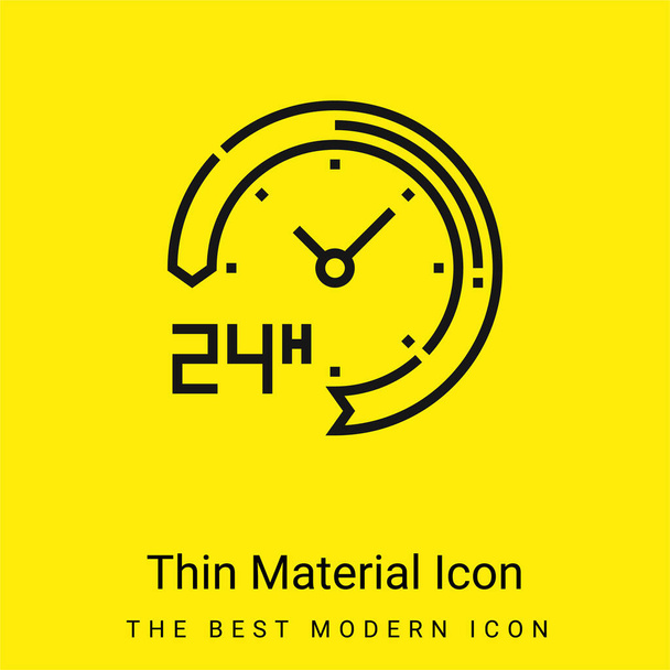 24 óra minimális fényes sárga anyag ikon - Vektor, kép