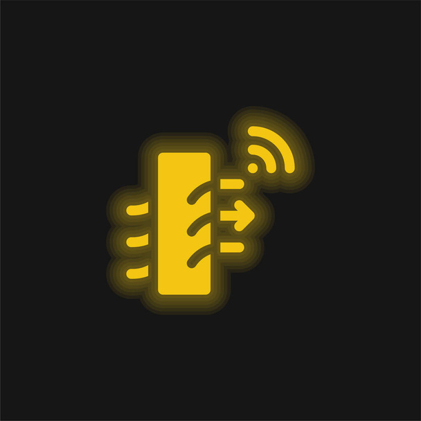 Air Purifier yellow glowing neon icon - Vector, Image