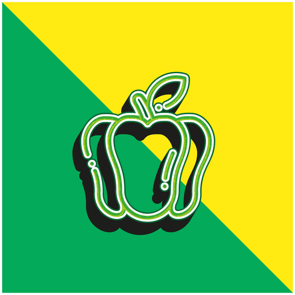 Bell Pepper Vihreä ja keltainen moderni 3d vektori kuvake logo - Vektori, kuva