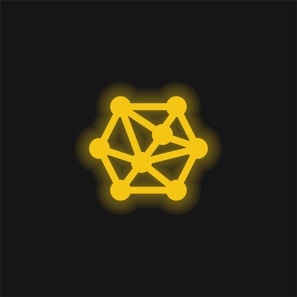 3Dモデリング黄色の輝くネオンアイコン - ベクター画像