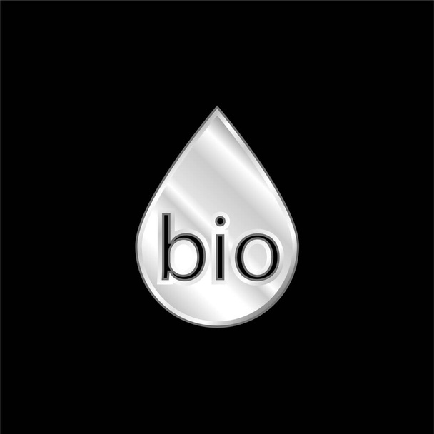 Bio Fuel prata banhado ícone metálico - Vetor, Imagem