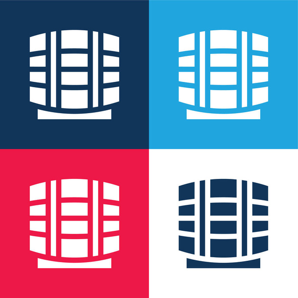 Beer Keg blue and red four color minimal icon set - Vector, Image