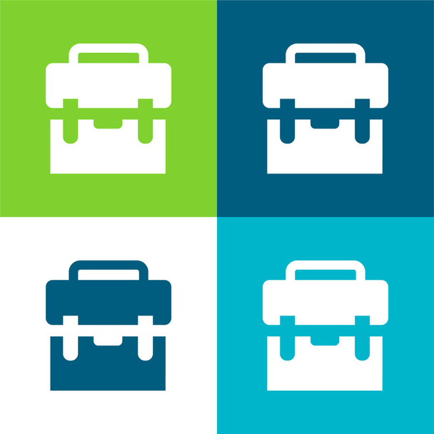 Valigia nera Set di icone minime a quattro colori piatte - Vettoriali, immagini
