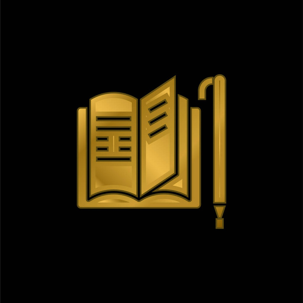 Könyv aranyozott fém ikon vagy logó vektor - Vektor, kép