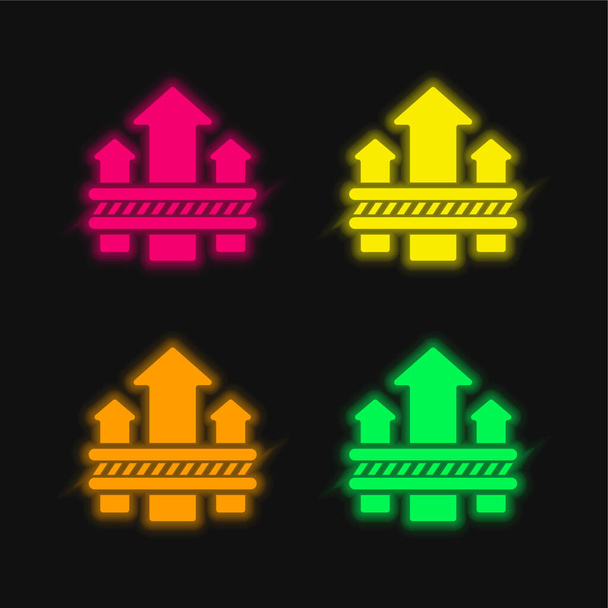 Ademend Stof vier kleuren gloeiende neon vector icoon - Vector, afbeelding