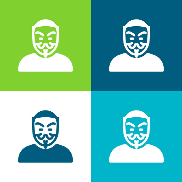 Anonymní Byt čtyři barvy minimální ikona nastavena - Vektor, obrázek