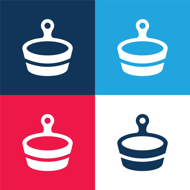 Bath blue and red four color minimal icon set - Vector, Image