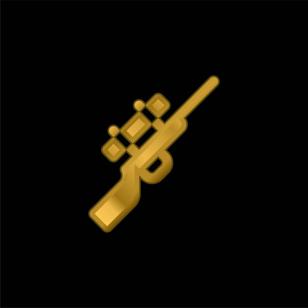 Biatlón chapado en oro icono metálico o logo vector - Vector, imagen