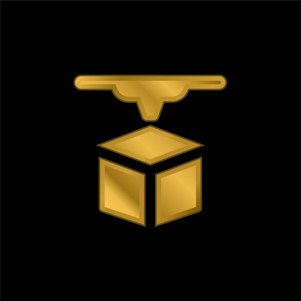 3d Printer gold plated metalic icon or logo vector - Vector, Image