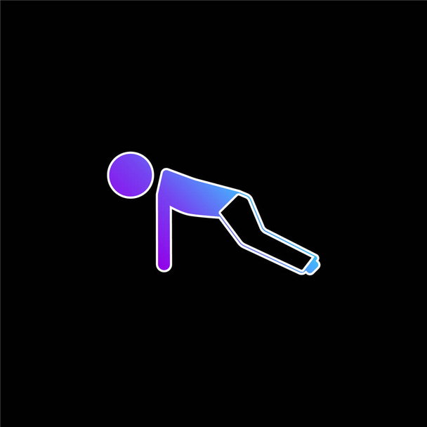 Boy Doing Pushups icono de vector de gradiente azul - Vector, Imagen
