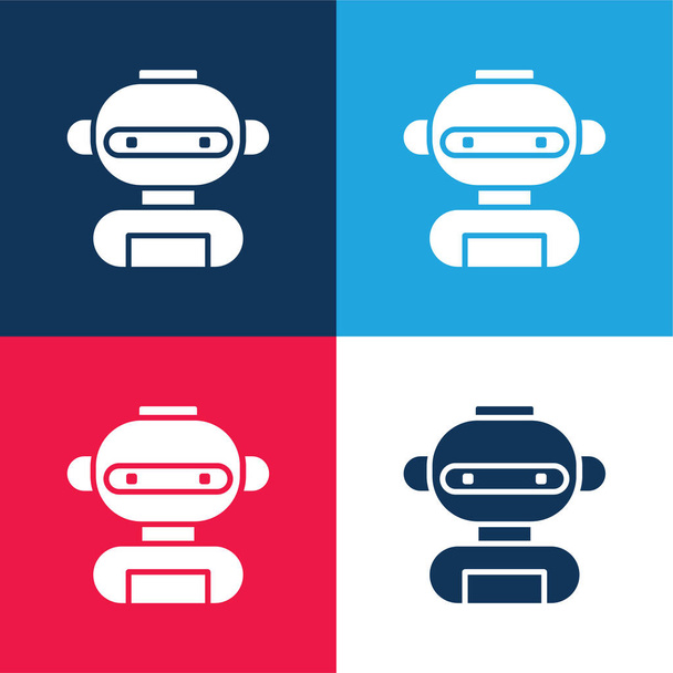 AI niebieski i czerwony zestaw czterech kolorów minimalny zestaw ikon - Wektor, obraz