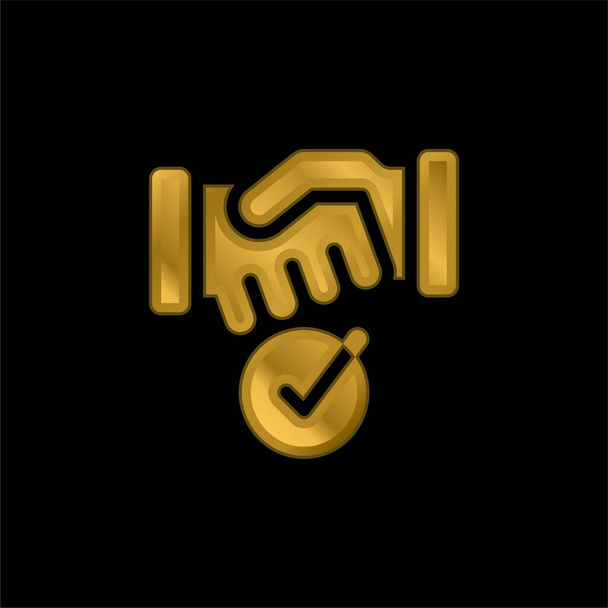 Megállapodás aranyozott fém ikon vagy logó vektor - Vektor, kép