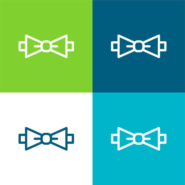 Bow Tie Flat four color minimal icon set - Vector, Image