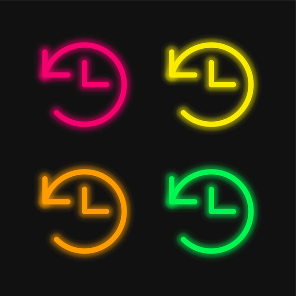 Arrière Flèche quatre couleur brillant icône vectorielle néon - Vecteur, image