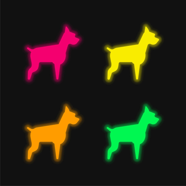 Big Dog cztery kolor świecący neon wektor ikona - Wektor, obraz