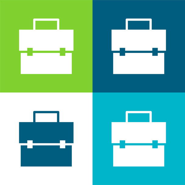 Evrak çantası Düz 4 renk minimal simgesi seti - Vektör, Görsel