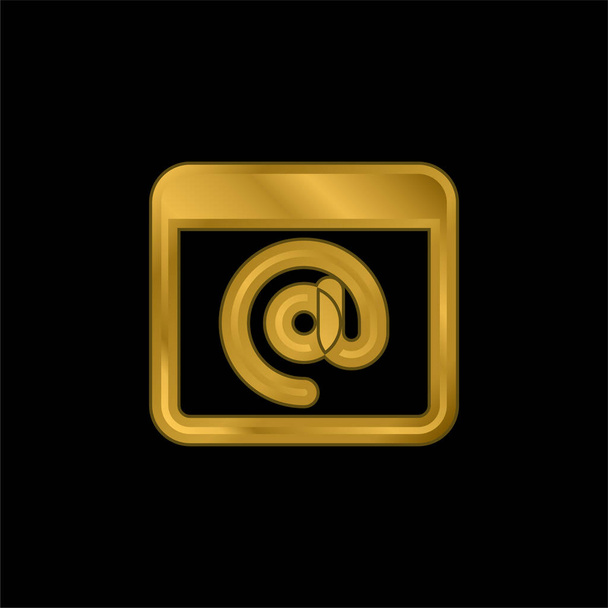 At Sign gold plated metalic icon or logo vector - Vector, Image